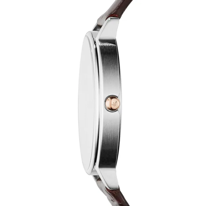 Emporio Armani Dress Quartz Silver Dial Brown Leather Strap Watch For Women - AR11063 - Image 4